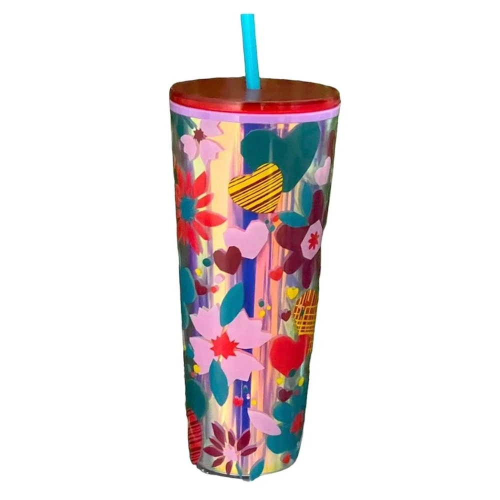 NEW Starbucks 2023 Valentines   ‎ Love Confetti 24oz Cold Cup Tumbler  D26
